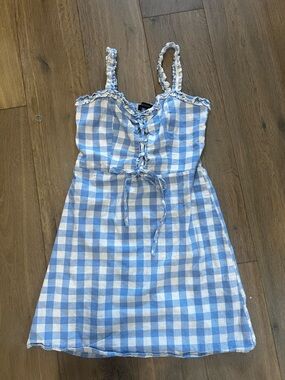 Girls Blue and White Gingham Sundress - Casual Summer Dress